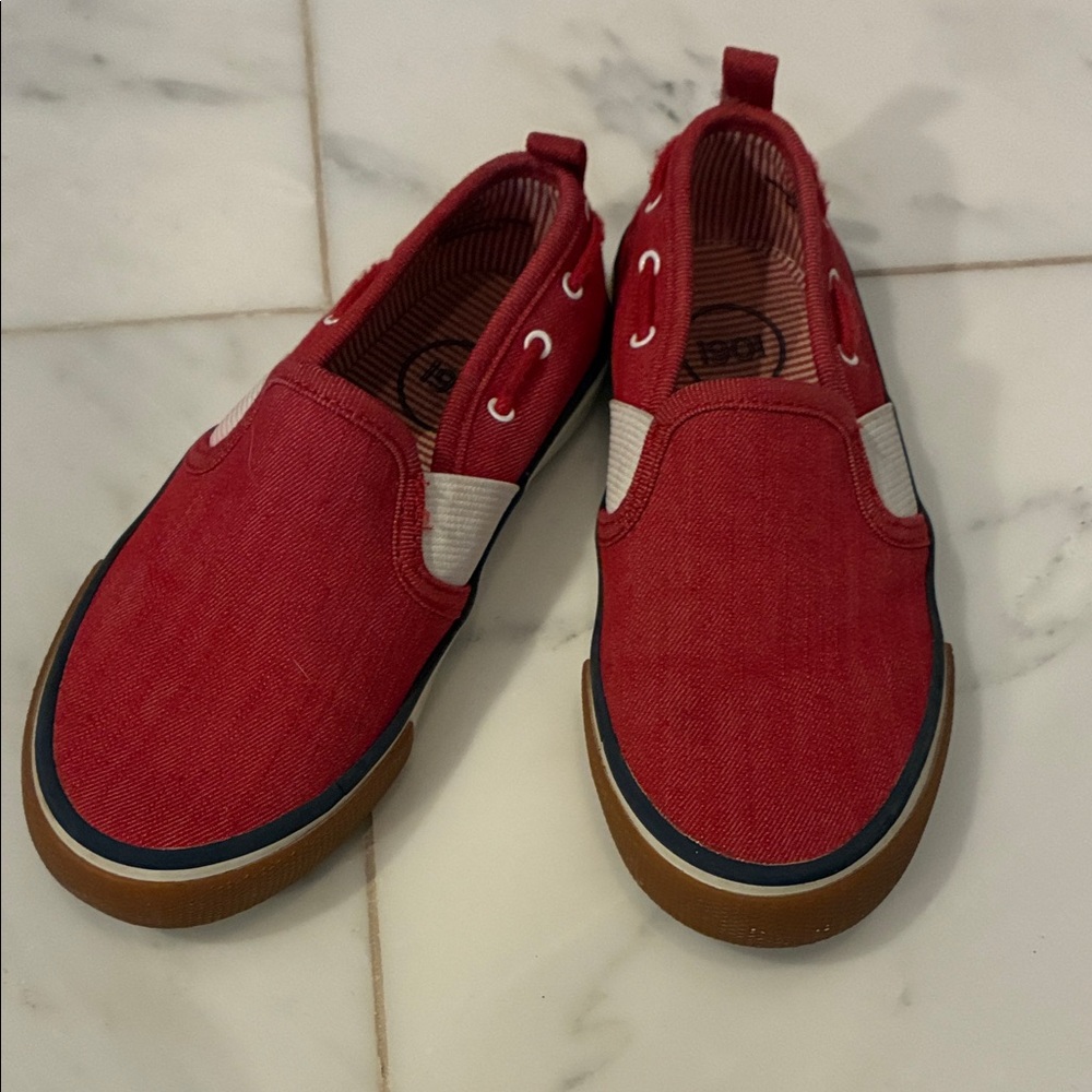 Red Canvas Boys Boat Shoes